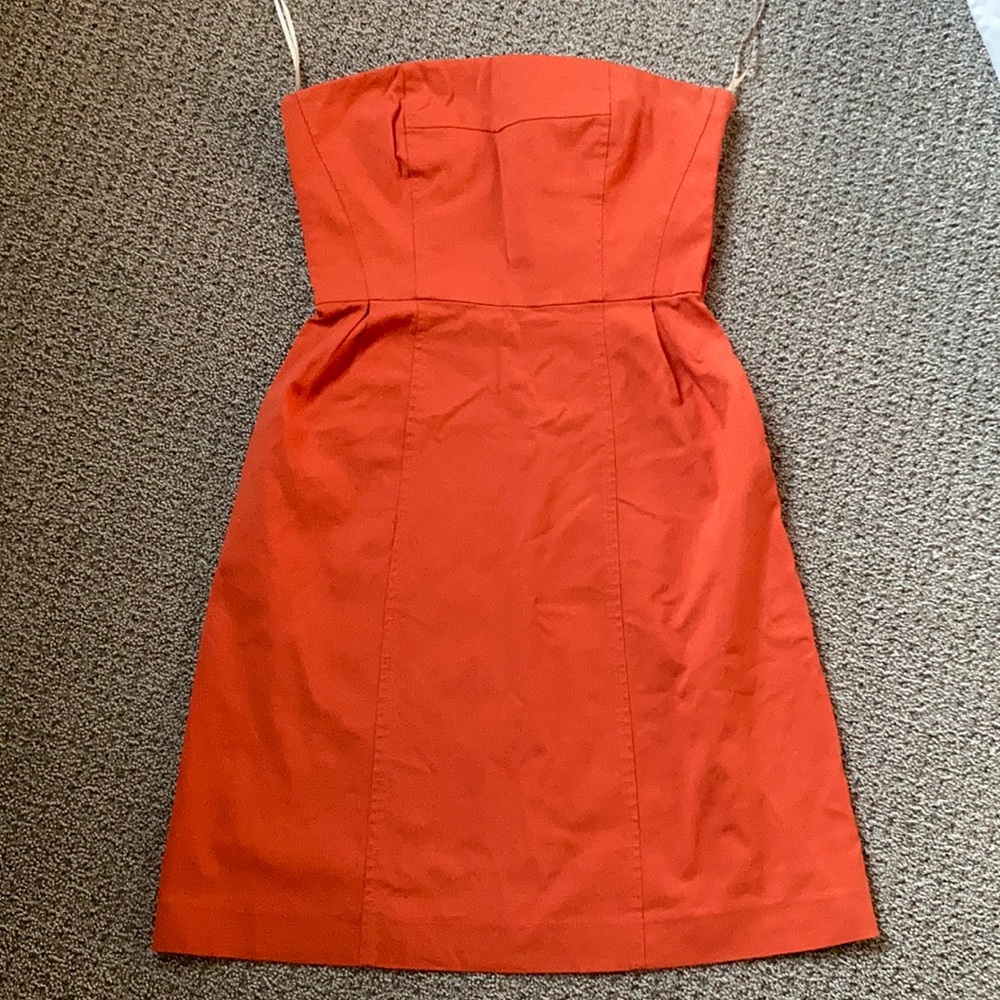 Theory Orange Strapless A-line Dress, size 4